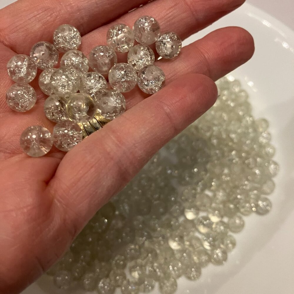 500 Beads Crackle Beads 500 Clear Crackle 8mm Beads for making jewelry Brand NEW